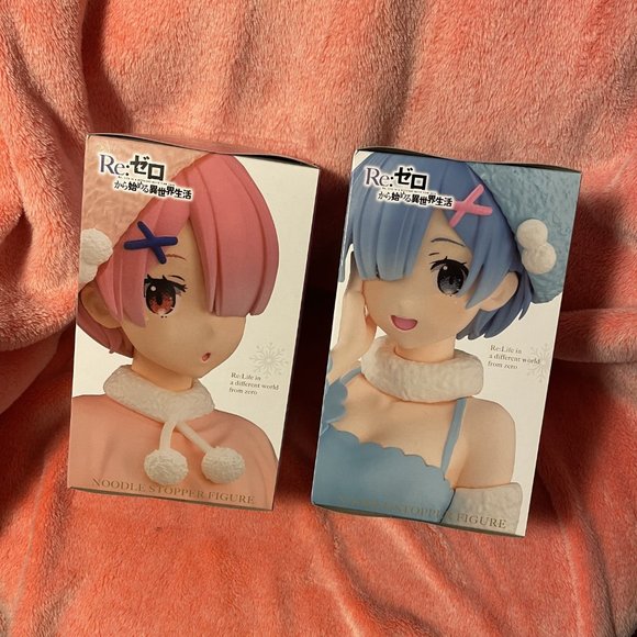 NEW Re:Zero Rem Ram Noodle Stopper Figure Snow Princess Set of 2 Japan FuRyu - Picture 3 of 10